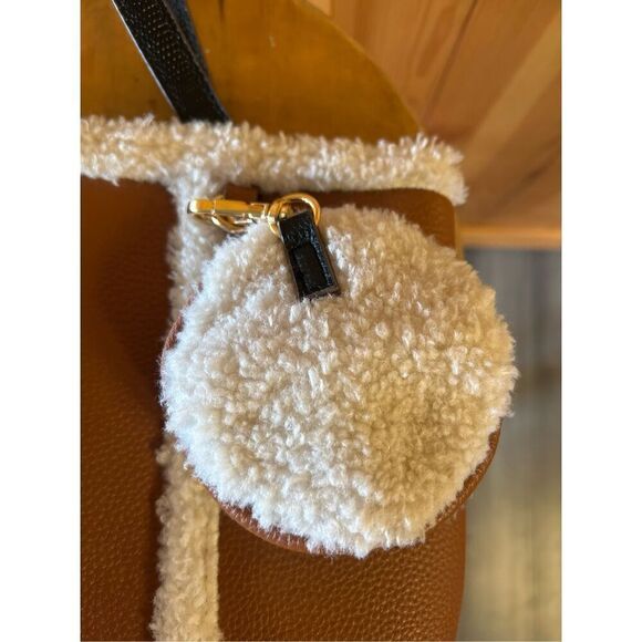 ANNE Klein Women Camel color Faux leather Faux Shearing Small Totes Bag handbag - Picture 9 of 13